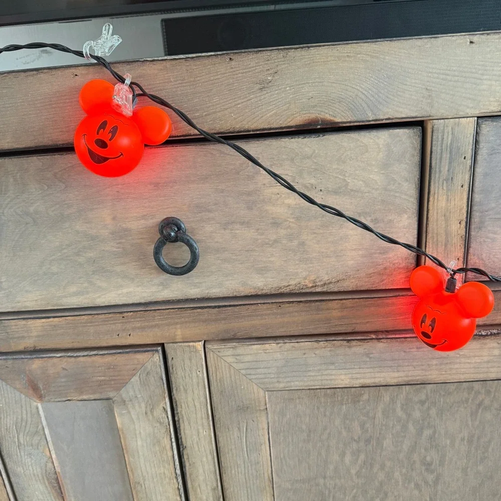 DISNEY PARKS AUTHENTIC MICKEY MOUSE Pumpkin Lights Set/10 Indoor/Outdoor HTF